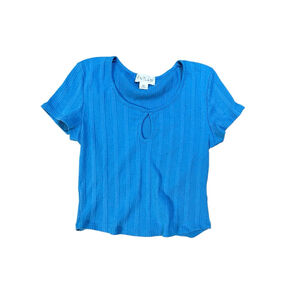 OUTLAW Blue Ribbed Short Sleeve Tee XS